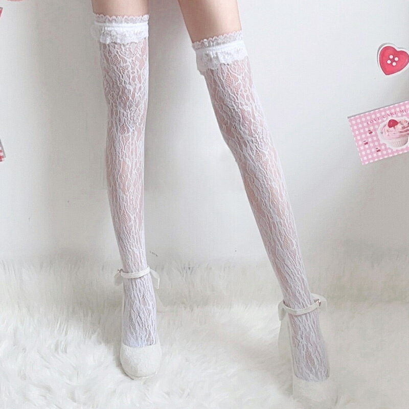 網 ストッキング 網タイツ 白 ホワイトストッキング レディース悪魔 小悪魔 柄 無地 ストッキング タイツ ひざ上 コスプレ ランジェリー 派手 パーティ ダ...