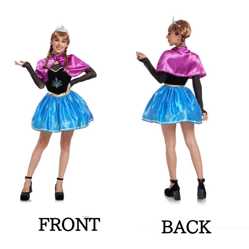 ハロウィン 大人用ドレス プリンセス プリンセスドレス 大人用 コスプレ 衣装 コスチューム 女性用 ワンピース コスプレ衣装 レディース 大人 童話 キャラクター 仮装　ミニドレス 忘年会 女性 ブルー S M L ミニ丈 大きいサイズ 可愛い イベント cosplay 舞台衣装 定番 fullyfully-10011546 fully fully サンプル画像3