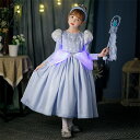プリンセス ドレス ブルー 子供 キッズ ワンピース ロングドレス カチューシャ付き 仮装 お姫様 プリンセス コスプレ 子どもドレス キッズワンピース クリスマス なりきりワンピース コスチューム 女の子 青 女児 可愛い お遊戯会 fxtcy-850(4)