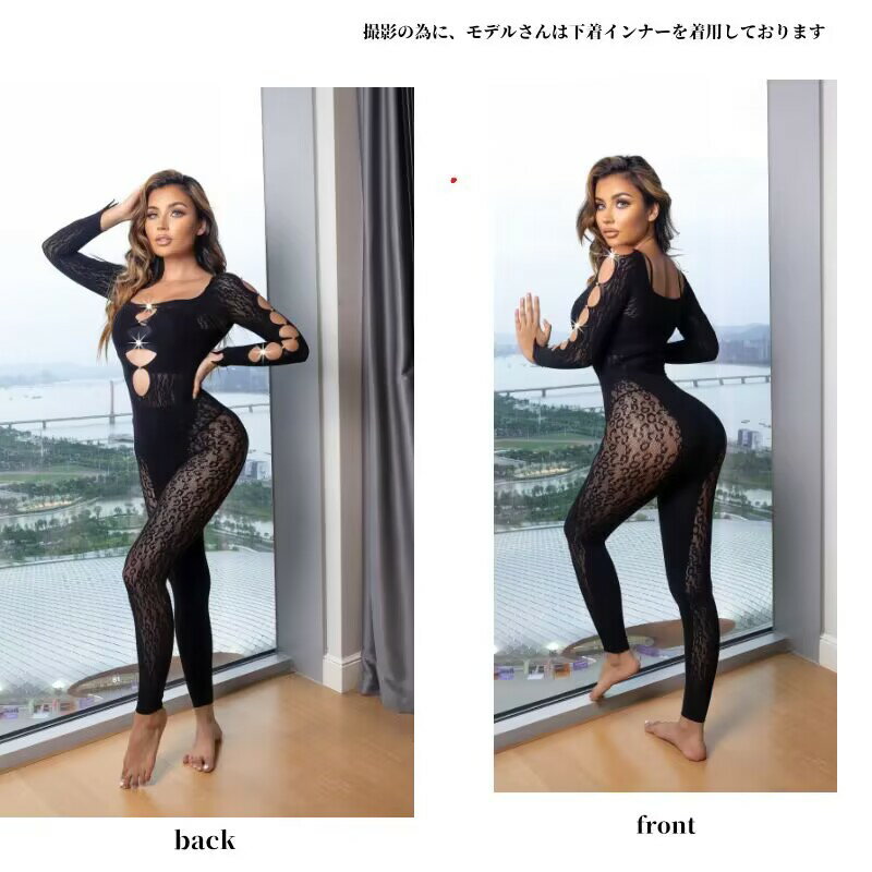 全身タイツ ボディストッキング ボディスーツ ストッキング ランジェリー セクシー コスプレ セクシーコスプレ セクシーランジェリー 猫 ナイトコスプレ エロ コスチューム 衣装 全身タイツ！長袖ボディスーツランジェリーコスチューム 2