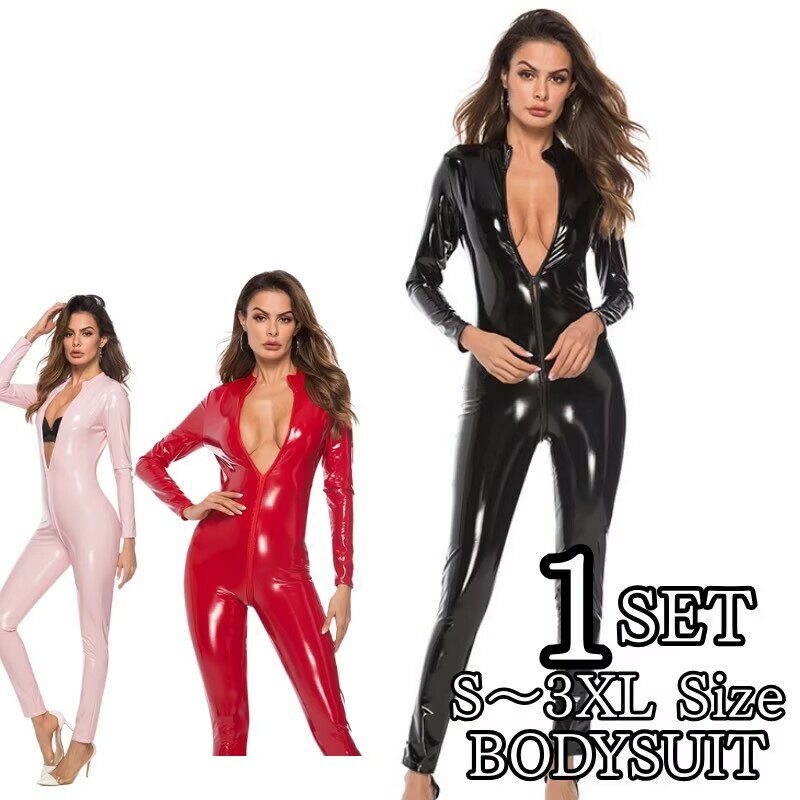 ボンテージスーツ コスチューム レディース フロントジッパー スーツ ジャンプスーツ 全身タイツ コ ...