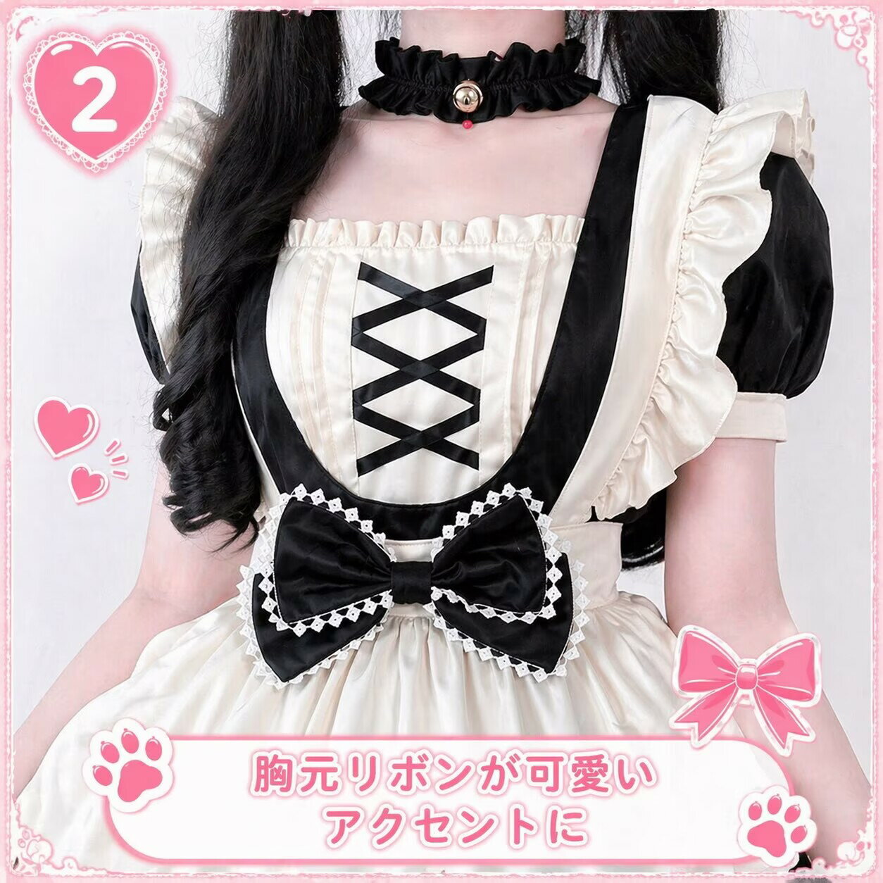 メイド服 コスプレ 衣装 レディース メイド フリル 個性的 ミニ 白 黒 ブラック レッド カチューシャ付き ハロウィン 大きいサイズ ガーリー ロリータ コスチューム 余興 イベント 衣装 忘年会 出し物 文化祭 学園祭 ハロウイン 仮装 cosplay 舞台衣装 定番 メイドコス 3