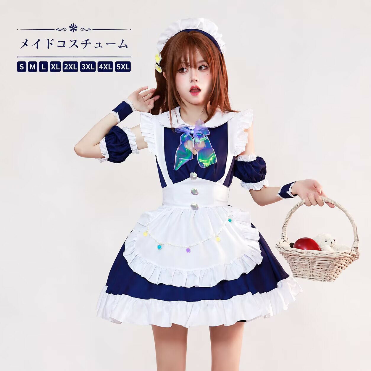 乐天商城 - メイド 服 コスプレ 衣装 仮装 女装 フリル ロリータ かわいい カチューシャ 付き ロリータワンピース アニメ かわいい コスチューム コスプレ衣装 大人用 ワンピース エプロン 仮装パーティー ロリータ レトロ 白黒 フレアスカート 定番 コスプレ