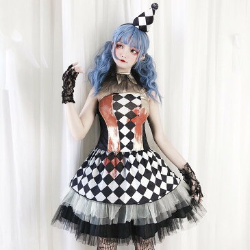 ピエロコスチューム 猛獣使い サーカス 調教師 ジョーカーガール 衣装 コスプレ コスチューム 大人用 ピエロ服 ジャズダンス ダンス衣装 ピエロ衣装 ピエロ 女性 レディース マジシャンMTE082