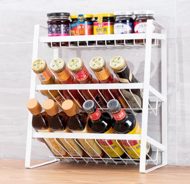 スパイス ラック 調味料 収納 3段式 調味料ラック 大容量 調味料スタンド 省スペース 台所収納ラック 調味料入れ キッチンラック 斜め 棚 収納棚 キッチン 整理整頓 防汚 防錆