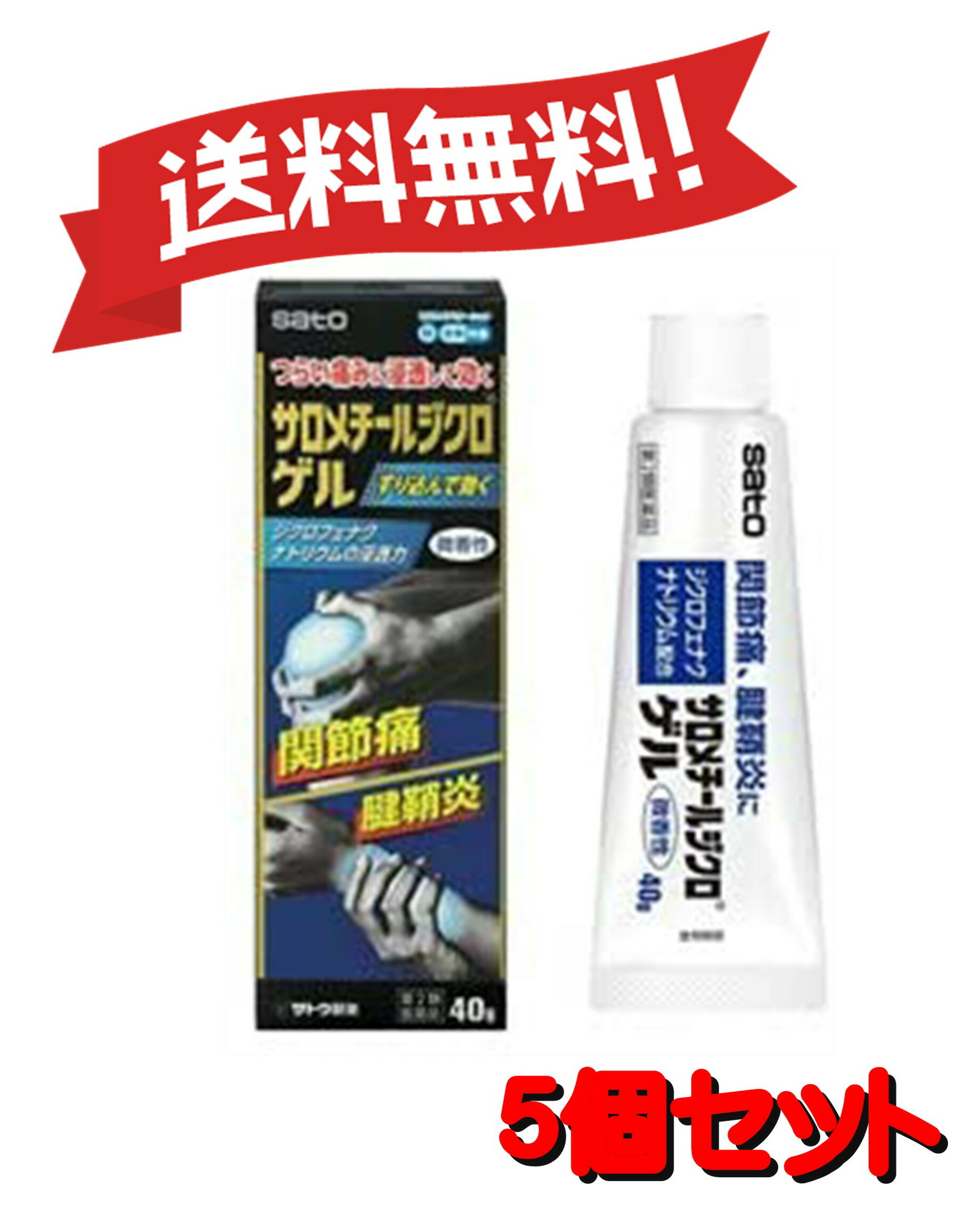 【送料無料 5個セット】【第2類医薬品】サロメチールジクロゲル 40g 4987316094076-5