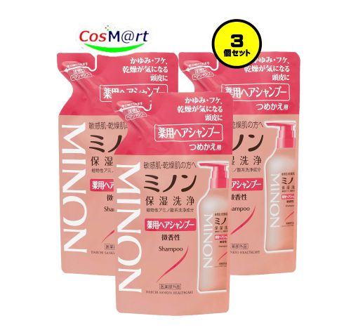 【3個セット】 第一三共ヘルスケア ミノン 薬用ヘアシャンプー (詰替用) 380ml (4987107617378-3)