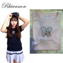 Rhiannon リーアノン レディース テニス テニスウェア 半袖 ピンク ライトピンク スモールラケット Tシャツ BLT03 おしゃれ ジム スポーツジム