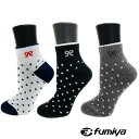 3足セット テニス ソックス ショートソックス 靴下 レディース 女性 fumiya 3足組 ドット 水玉 かわいい FSA2302