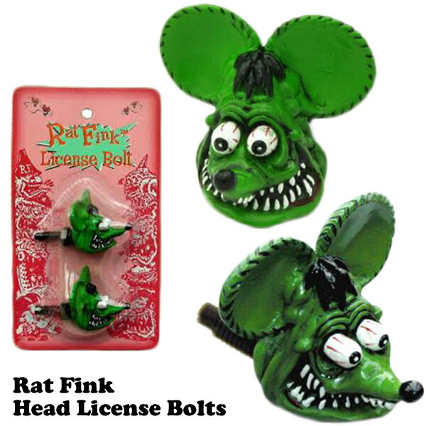 Rat Fink ラットフィンク ヘッド ライセンス ボルト ムーンアイズ 車 車用品 カー用品 ナンバープレートネジ ドレスアップ アメ車 アメリカ雑貨 アメリカン雑貨