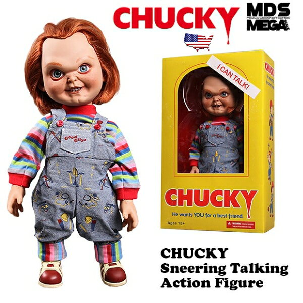 メズコトイ チャッキー 人形 トーキング フィギュア チャイルドプレイ 高さ38cm チャッキー グッズ 公式 MEZCO CHILD'S PLAY SNEERING CHUCKY アメリカン雑貨 アメリカ雑貨 アメトイ ホラー 映画