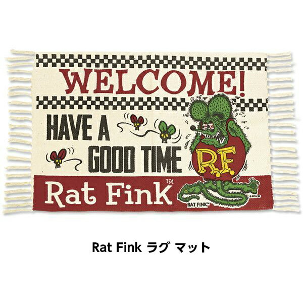 ラットフィンク ラグ マット 玄関マット フロアマット コットン おしゃれ 室内 屋内 キャラクター 洗える ムーンアイズ RAT FINK 車 アメリカン雑貨 アメリカ雑貨 マット インテリア グッズ 滑り止め 綿100％ 50 70 アメキャラ ネズミ アメ車 ガレージ 西海岸 男前