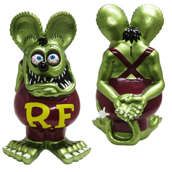 【 FUNKO 】ラットフィンク ジャンボコインバンク メタリック グリーン 貯金箱 RATFINK Rat Fink Jumbo coin bank エドロス ラットフィンク フィギュア　R/F 貯金箱 500円玉 お札　アメ雑貨