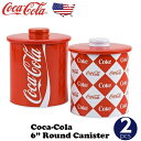 コカコーラ キャニスター 缶 2個セット 6インチ 丸型 コカコーラ グッズ 蓋つき コカ・コーラ雑貨 ブリキ缶 お菓子缶 クッキー缶 保存容器 保存缶 収納 おしゃれ かわいい アメリカン雑貨 アメリカ雑貨 ダイナー 小物入れ 茶筒 コーヒー 紅茶 珈琲缶 茶葉 COCA COLA