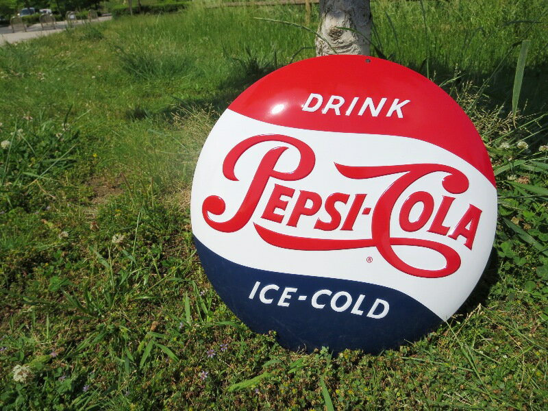 【 エンボスメタルサイン56 】ペプシコーラ看板 PEPSI BUTTON ペプシボタン PEPSI-COLA メタルサイン アメ雑 アメリカン雑貨 ガレージ