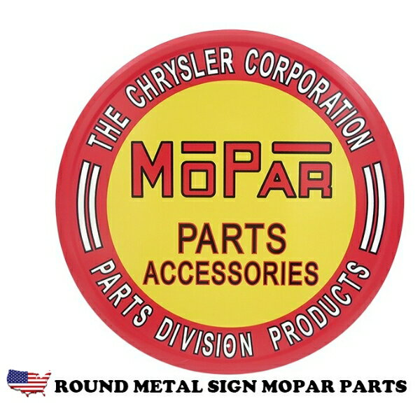 モパー ブリキ看板 MOPAR PARTS アメリカン雑貨 ラウンド メタルサイン アメリカ雑貨 サインプレート ガレージ 壁装飾 壁掛け 車 レトロ インテリア おしゃれ かわいい 丸形 アメ車