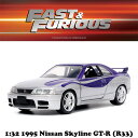 ワイルドスピード ミニカー 1/32 日産 スカイライン GTR R33 ダイキャストカー JADA TOYS 1995 NISSAN SKYLINE GT-R (BCNR33) ダイキャスト ワイルドスピード グッズ 車 アメ車 旧車 アメトイ アメリカン雑貨 アメリカ雑貨 東京 新作 最新作 国産名車コレクション