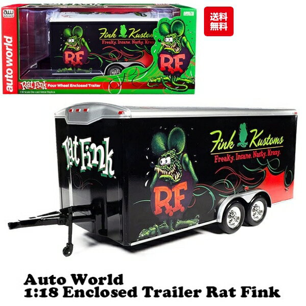 ミニカー 1/18 ラットフィンク トレーラー ダイキャストカー Auto World 1:18 Rat Fink Four Wheel Enclosed Trailer ラットフィンク グッズ ラット フィンク セット Rat Fink rat fink アメ車 旧車 アメトイ アメリカン雑貨 アメリカ雑貨 父の日 ギフト 送料無料