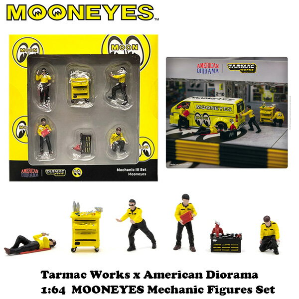 ターマックワークス ムーンアイズ メカニック フィギュア 6点セット 1/64 人 ジオラマ ミニチュア Tarmac Works 1:64 MOONEYES Mechanic Figures Set Mechanic アメリカン雑貨 アメリカ雑貨 ミニカー ガレージ 送料無料