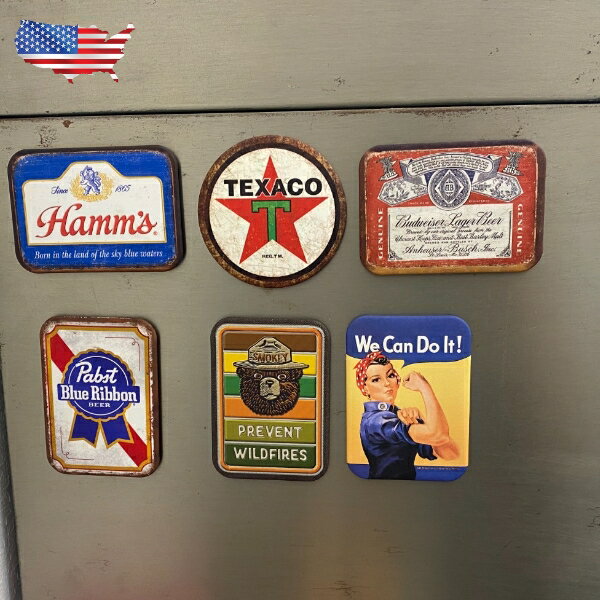 アメリカン マグネット 冷蔵庫マグネット キャラクター ロゴ アメリカン雑貨 冷蔵庫 黒板 丸型 ガレー..