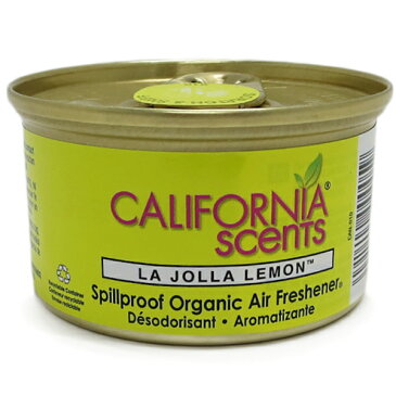 カリフォルニアセンツ スピルプルーフ オーガニック エアフレッシュナー 【レモン】芳香剤 ミニ缶  置き型 固形タイプ Made in U.S.A 車用芳香剤 エアーフレッシュナー 室内芳香剤 アメリカ製 CALIFORNIA SCENTS air fresher