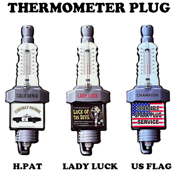 アメリカン サーモメーター 温度計 プラグ ブリキ看板 イン