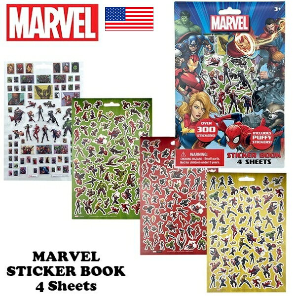 MARVEL 마블 슈퍼 히어로 스티커 북 4 시트 인감 캐릭터 스티커 아이언 맨 스파이더 맨 캡틴 아메리카 헐크 블랙 팬더 캡틴 아메리칸 닥터 스트레인지 수첩 데코 스마트 폰 가방 미국 잡화