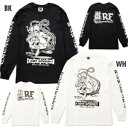 ラットフィンク tシャツ 長袖 メンズ 白 黒 バックプリント 大きいサイズ Rat Fink x MOON Equipped ロング スリーブ Tシャツ M/L/XLサイズ ブラック ホワイト ムーンアイズ アメカジ カジュアル アメリカン雑貨 アメキャラ アメリカ雑貨 送料無料 綿