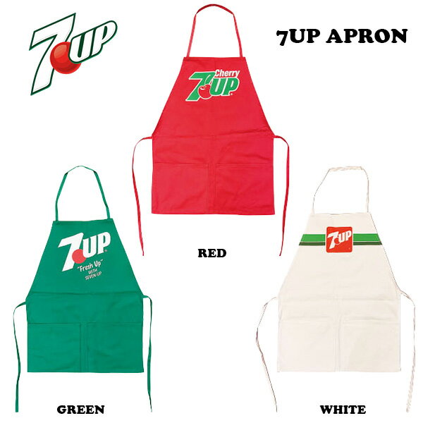 セブンアップ エプロン 7UP APRON 綿100 メンズ 男性用 大人用 おしゃれ 大きいサイズ アメリカン雑貨 アメリカ雑貨 かわいい オシャレ バーベキュー コットン ギフト 送料無料