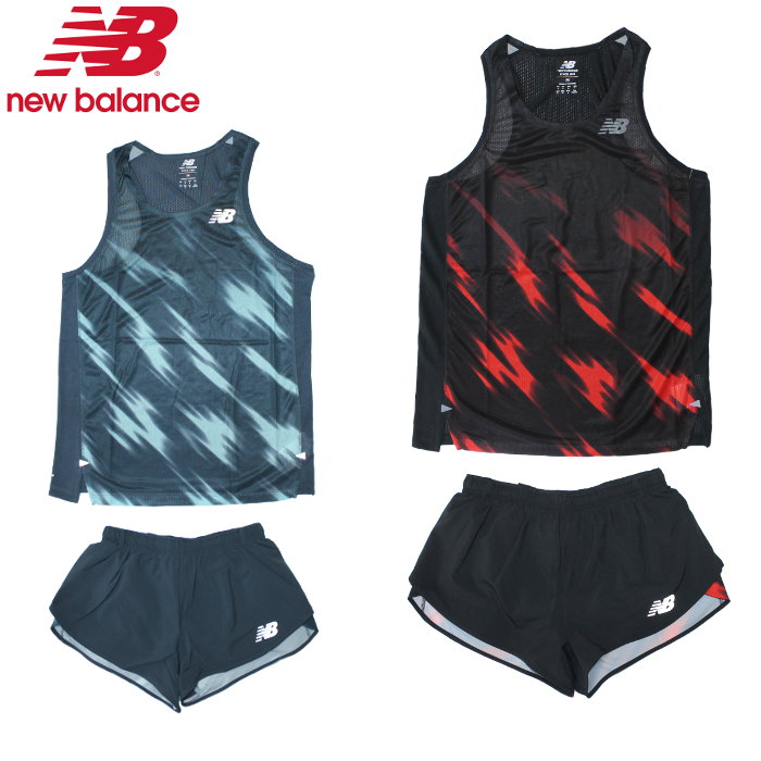 【あす楽対応】ニューバランス New Balance メンズ ランニングセット HANZO シングレット ショーツ マラソン 駅伝 陸上 レーシング セットアップ 上下セット 3インチ 運動 スポーツ トレーニン…