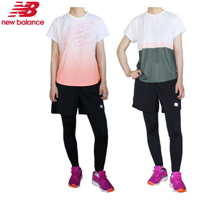 【あす楽対応】ニューバランス(New Balance)レディース ランニングセット(Tシャツ ショーツ ランニングパンツ タイツ セットアップ 運動 ランニング)AWT11221-AWS01209-AWP11212