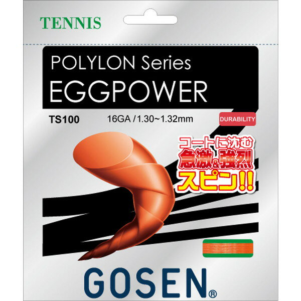 ゴーセン エッグパワー 16 オレンジ (テニスガット 硬式テニス ストリング GOSEN) TS100OR