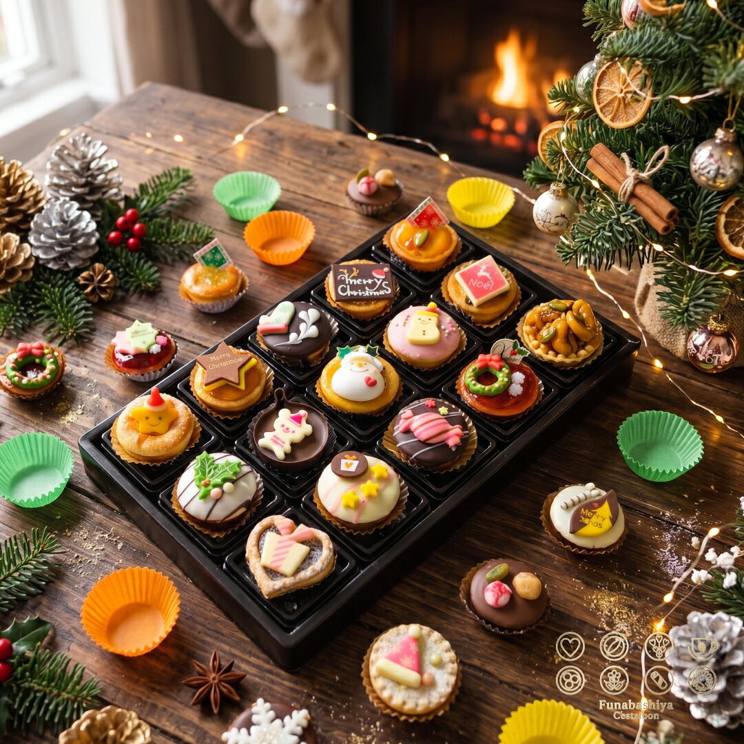 セシボン-C'estsibon-クリスマスプチケーキ15個入 クリスマス お歳暮 ケーキ プレゼント クリスマスケーキ マイクロケーキ お祝い 内祝い 予約 誕生日 スイーツ お取り寄せ 冬ギフト ギフト パーティー お菓子 洋菓子 詰め合わせ 個包装 冷蔵 送料無料 あす楽 最強翌日配送 funabashi-ya-10000379 セシボン-C’estsibon- サンプル画像3