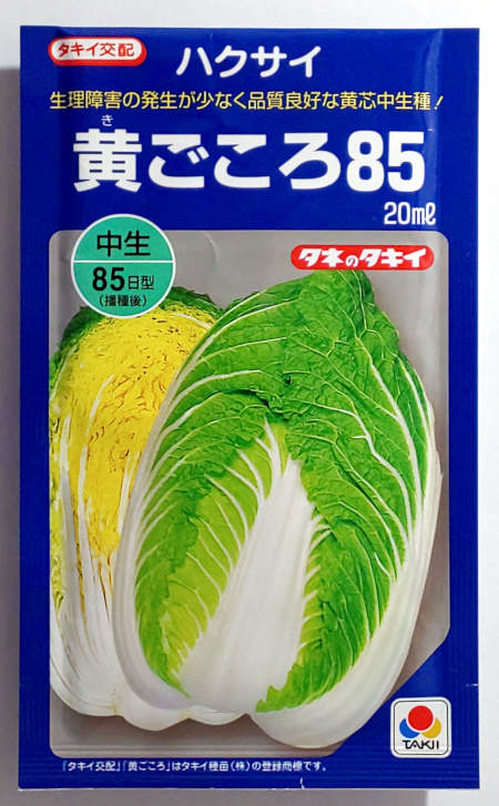 Winter Vegetables - 【タキイ種苗】黄ごころ85白菜　20ml　
