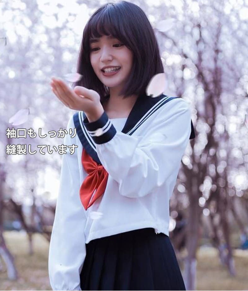 制服 セーラー服 4点セット 白 コスプレ JK 女子高生 女子校生 スクール 学生服 文化祭 ハロウィン イベント 黒 可愛い SM 昭和 水兵