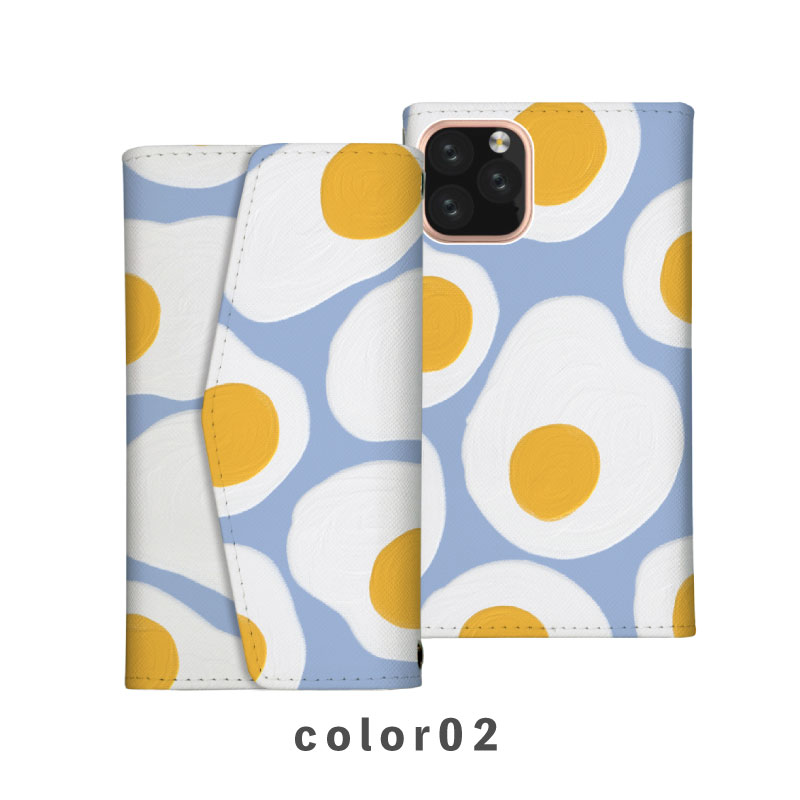スマホケース手帳型 かわいい おしゃれ 韓国 なんでも対応 レター型 iPhone15 iPhone14 iPhoneSE Google Pixel エクスペリア ギャラクシー おもしろい 卵 目玉焼き 大人かわいい 食べ物 イラスト 手書き ポップ パステルカラー 絵の具