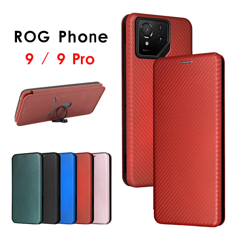 スマホケース ROG Phone 9ケース 手帳型 ROG Phone 9 Proケース カーボン調 ログフォン9 ケース リングストラップ ROG Phone 9 Pro Edition カバー レザーケース rog phone 9 proケース カード入れ ログフォン9 プロケース おしゃれ rog phone 9 カバー スタンド機能