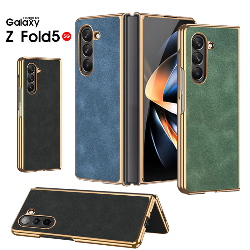 Galaxy ギャラクシー ケース Galaxy Z Fold5 SCG22 SC-55D スマホケース Z fold5 カバー 本革製 牛革 保護カバー galaxy Z Fold5ケース 大人かわいい Galaxy z Fold5 5Gケース キズ防止 折りたたみ式 おしゃれ メッキ加工 携帯ケース