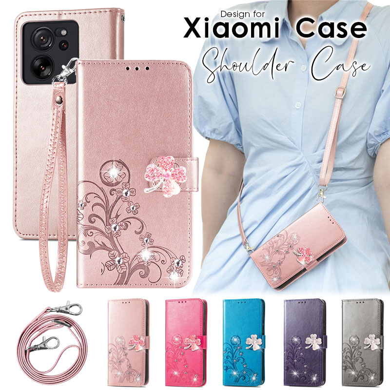 スマホケース Xiaomi 13T 13T Pro 11T 11T Pro Redmi 12C Redmi Note 11 Redmi Note 11 Pro ケース 手帳型 redmi 12C カード収納 Redmi note 11カバー スタンド シャオミ 13T プロ 四つ葉 クローバー ショルダーストラップ 財布型 キラキラ