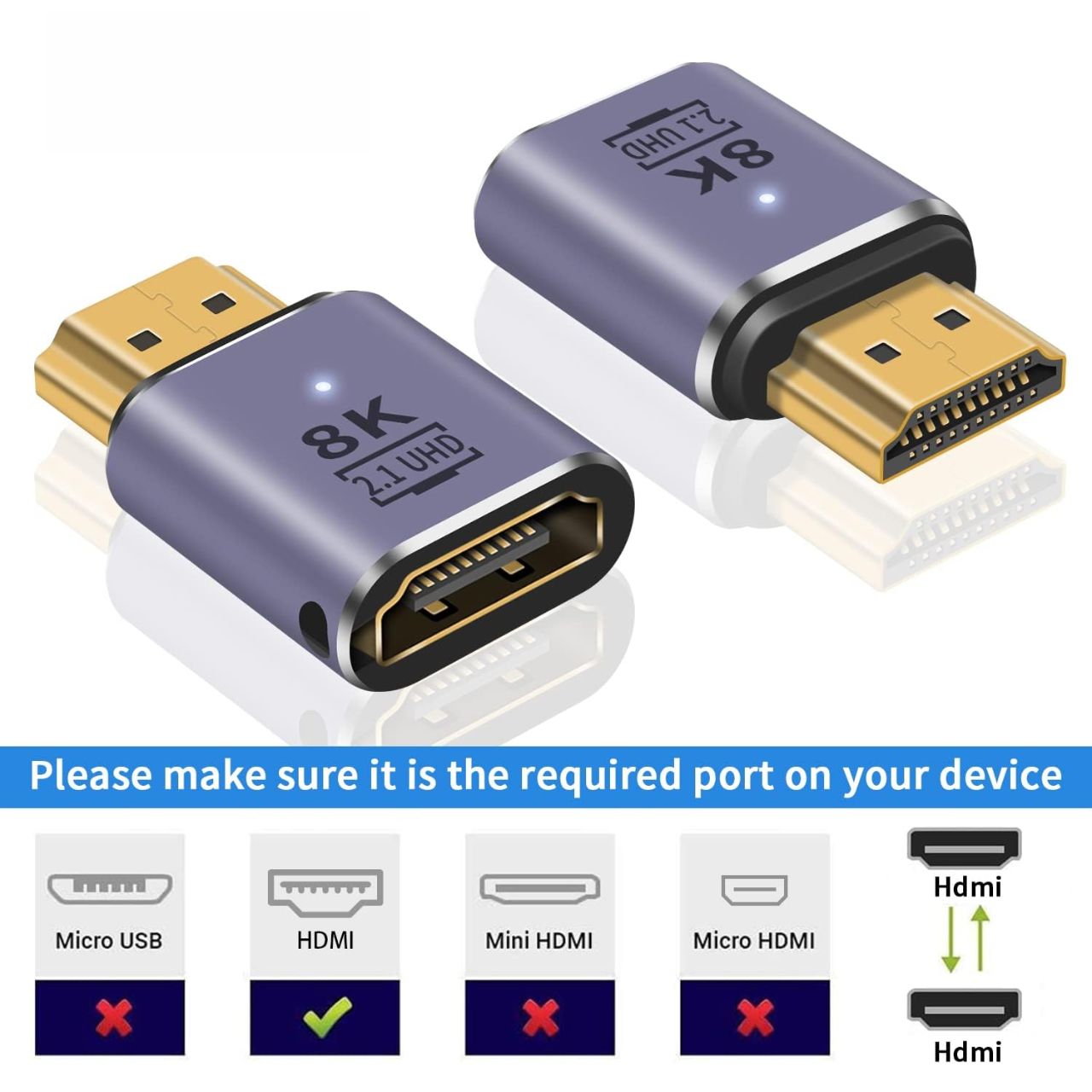 HDMI 変換 アダプタ【8K@60Hz対応、HDMI2.1互換 4K@120Hz映像出力】 ケーブル延長 コネクタ Switch2対応 PS5 XBOX Switch ノートPC パソコン ブルーレイレコーダー テレビ モニター プロジェクター I字型