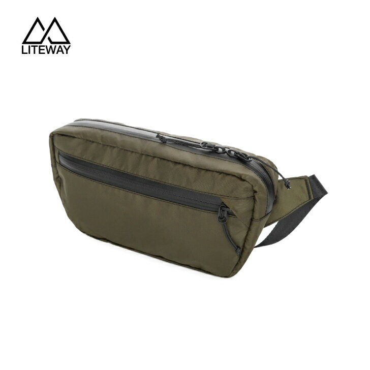 樂天商城 - 【LITEWAY ライトウェイ】FANNY PACK ファニーパック Olive オリーブ ウエストバッグ ショルダーバック 5ポケット アクアガードジッパー 軽量 耐久性 トレッキング 旅行 タウンユース アウトドア 国内正規品