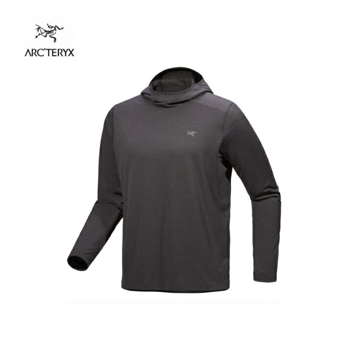 【ARC'TERYX アークテリクス】コーマック フーディ メンズ Black Heather ブラック トップス つば付きヘルメット対応フード 日差しよけ サムホール 紫外線カット 耐臭加工 吸湿性 通気性 薄手シーム クライミング トレラン トレッキング 山岳 X000009699 国内正規品