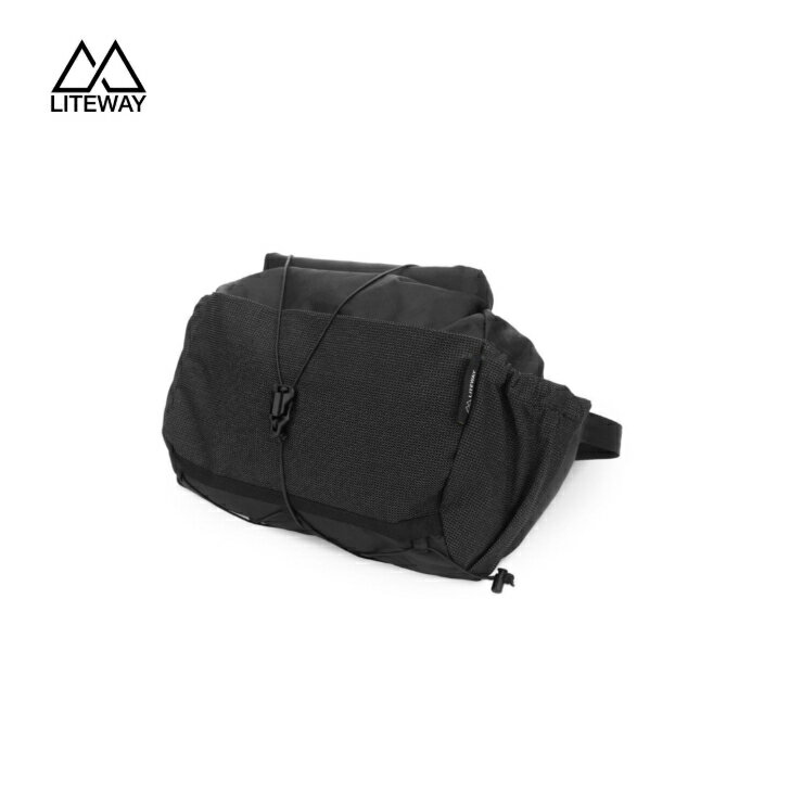 【LITEWAY ライトウェイ】HIP PACK Black ブラック ウエストバッグ 10L ロールトップ形式 伸縮性メッシ..