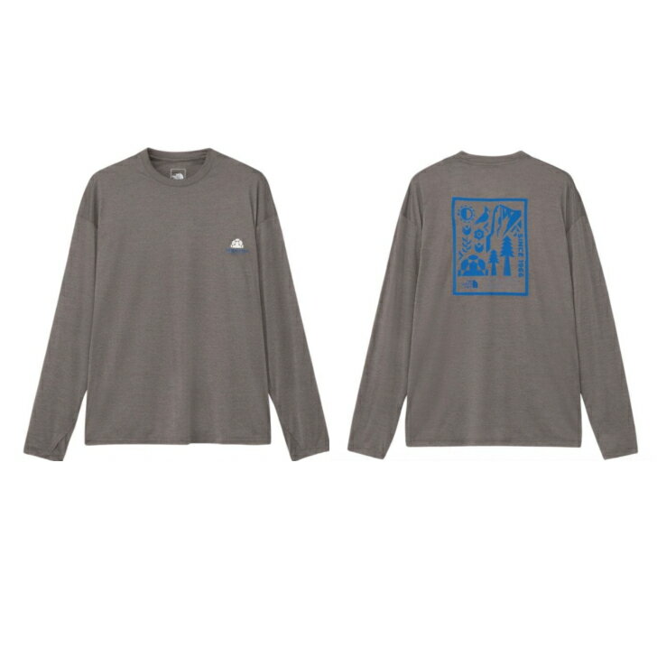 【THE NORTH FACE ノースフェイス】ロングスリーブウォータースムースティー Z ミックスグレー Tシャツ 長袖 リラックスシルエット ストレッチ性 速乾性 軽量 UVケア機能 ラッシュガード タウンユース アウトドア NT12432 国内正規品