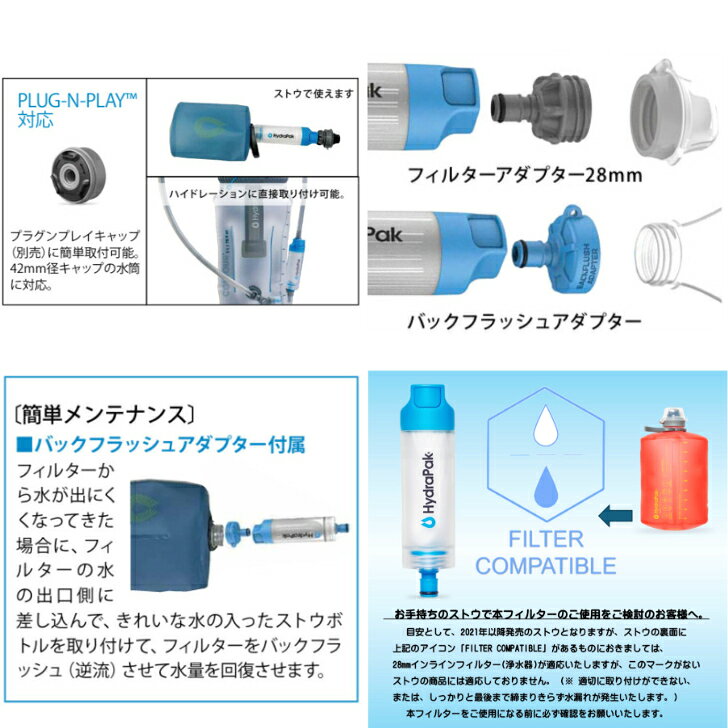 【HydraPak ハイドラパック】28mm PNP インラインフィルター 浄水器 スクイーズ 重力式 28mm径 日本製の中空糸膜 BPA, PVCフリー お手入れ簡単 アウトドア F02 国内正規品 functionjunctiontokyo-10011367 FUNCTIONJUNCTION サンプル画像3