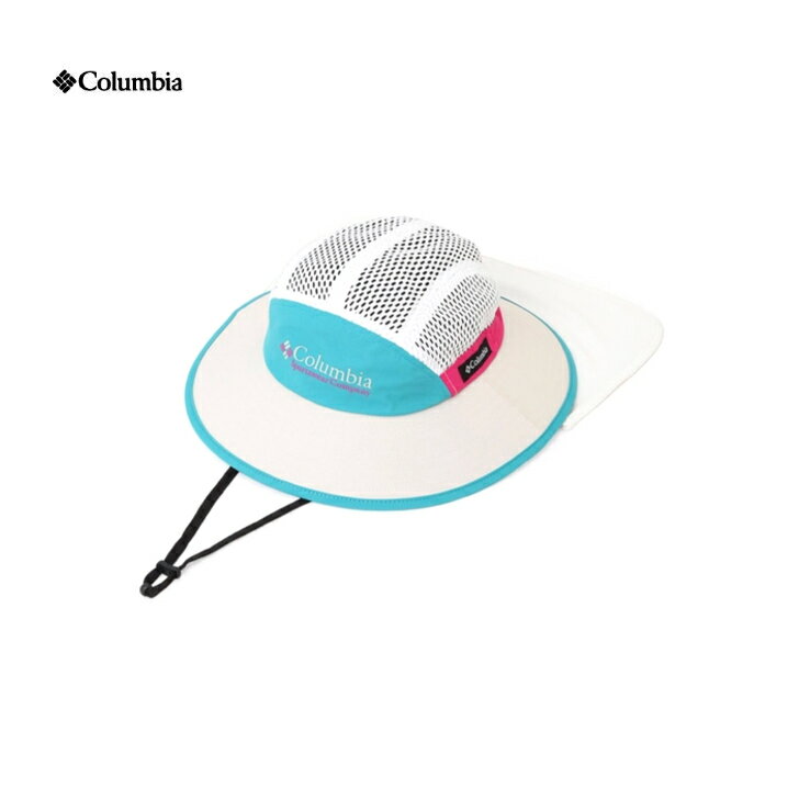 Rakuten - 【Columbia コロンビア】Bad Axe Pass Sunshade Booney バッドアックスパスサンシェードブーニー 100 White Clear Water Multi S/Mサイズ ハット ブーニー 帽子 取り外し可能サンシェード Omni Freeze Zero 冷感 アウトドア PU5955 国内正規品
