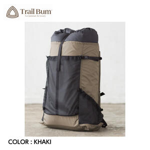 【Trail Bum トレイルバム】STEADY ステディ KHAKI 40〜50L バックパック ロールトップ メッシュポケット リップストップナイロン 軽量 UL ウルトラライト トレッキング アウトドア