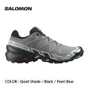 【国内正規品】【SALOMON サロモン】SPEEDCROSS 6 WIDE スピードクロス6ワイド メンズ Quiet Shade / Black / Pearl Blue メンズ シューズ グリップ力 フィット感 軽量 トレラン トレイルランニング L41744100【SALE 10 OFF】