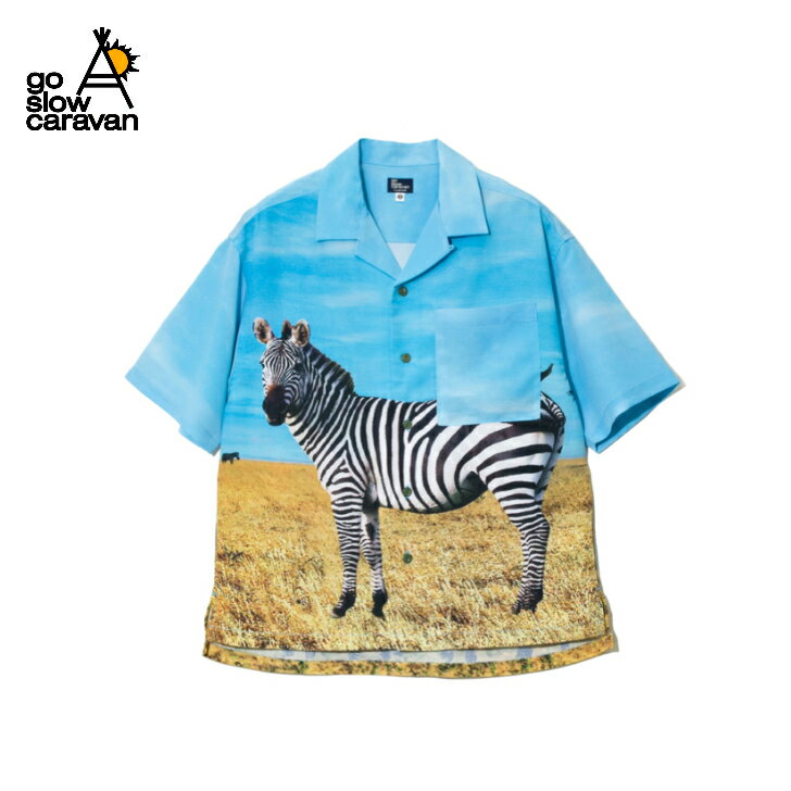 【go slow caravan ゴースローキャラバン】ポリちりめん断ち身プリントO/Pシャツ (MENS/WOMENS) 総柄1 オープンシャツ ちりめん ポリエステル100％ 前後プリント 702481001036のサムネイル