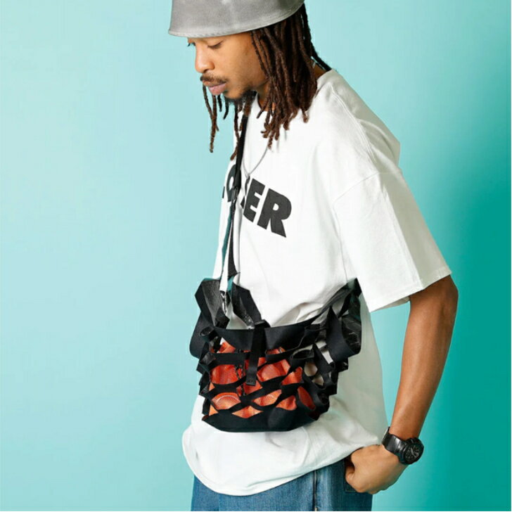 【COMMON EDUCATION コモンエデュケーション】NET BAG ネットバッグ BLACK/ORANGE ワンサイズ ショルダーバッグ 網袋 X-pac 防水性 耐久性 巾着 メッシュ コーデュラ タウンユース アウトドア 国内正規品 2
